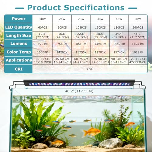 Image of hygger LED Aquarium Light for Plants, 24 /7 & DIY Mode Fish Tank Light, 58W