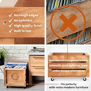 Legend Vinyl Caisse de rangement en bois sur roulettes pour disques vinyles | Rangement idéal pour vinyles | Peut… - Les Beatles, Paul McCartney, John Lennon, RIngo Starr, George Harrison Legend Vinyl Caisse de rangement en bois sur roulettes pour disques vinyles | Rangement idéal pour vinyles | Peut… – Image 3