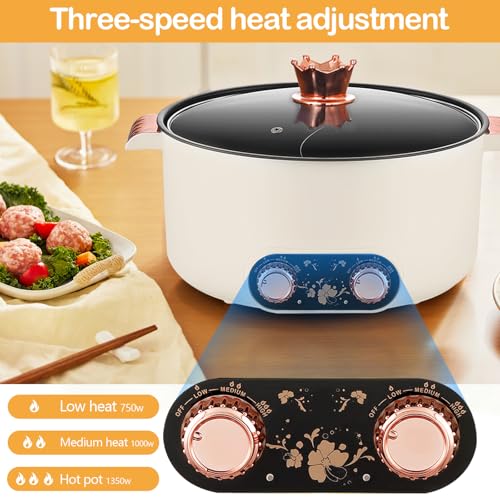 Appareil a Fondue, Fondue Chinoise 5 L à avec Compartiments Rechaud Electrique Pot 1 350 W avec 3 Réglages de Puissance pour Cuire des Fondues Préparer des Soupes Faire Bouillir des Nouilles – Image 6