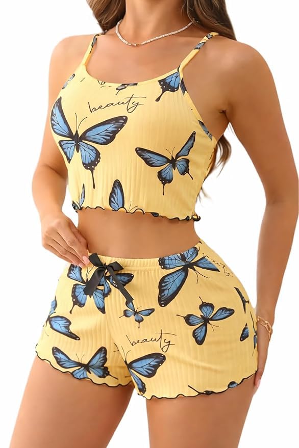 Butterfly Printed Cami Top for Women | Nacker Style Nightwear | Breathable & Trendy Design-image-3
