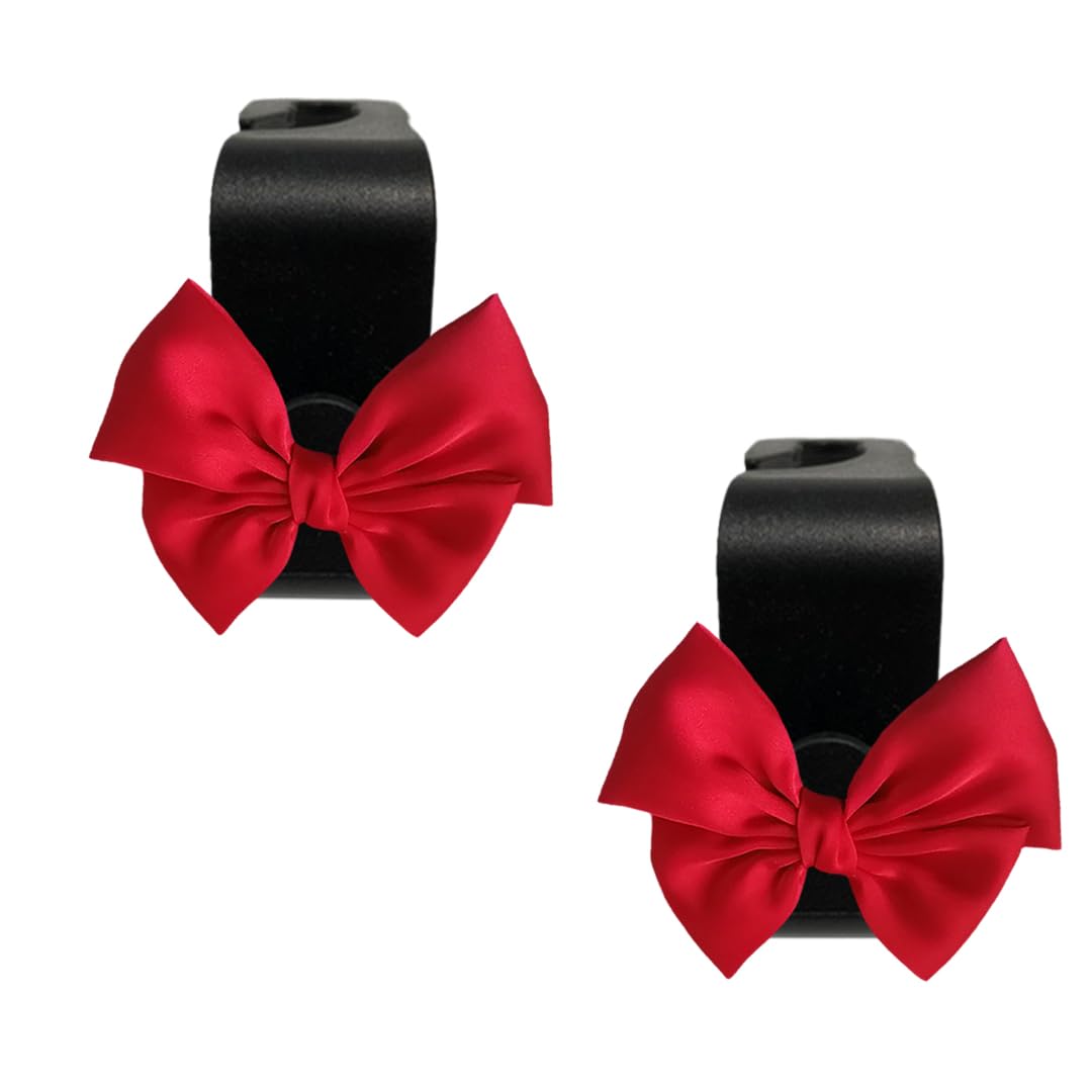 luchike Red Bow Car Purse Hook 2 Pack Car Hooks for Purses and Bags Cute Car Bag Hooks Car Seat Headrest Hook Car Accessories