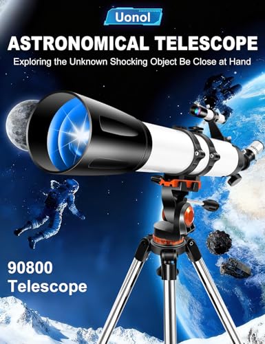 Image of Telescope for Adults High Powered 90mm Aperture 800mm (32X-240X), Refractor Telescopes for Astronomy Beginners with AZ Mount Tripod, Phone Adapter, Carry Bag (80090white)