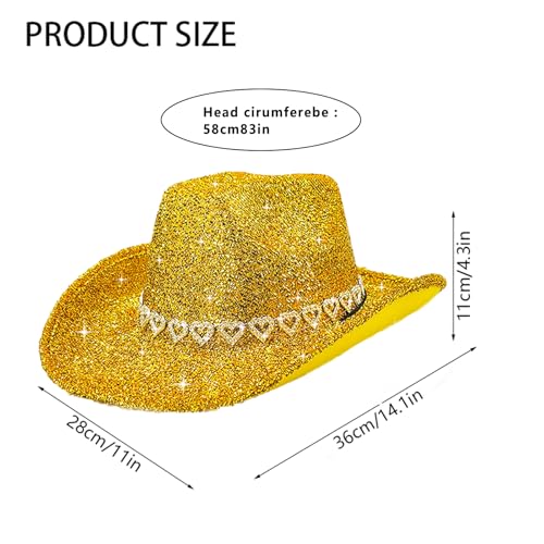 Sombrero de vaquera con brillos y rhinestones para adultos miniatura 6