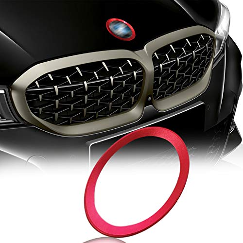 Xotic Tech 1pc Front Hood Rear Trunk Emblem Logo Surrounding Ring Decoration Cover Trim Compatible with BMW 1 3 5 6 7 Z X Series M3 M4 E36 E46 E90 (Red) - 82mm/ 3.2