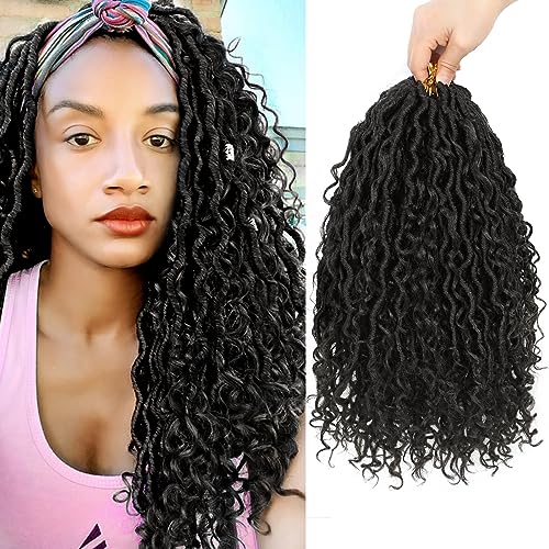 Alicoco Goddess Locs Crochet Hair 14 Inch 8 Packs Faux Locs Crochet Hair Boho Locs Crochet Hair for Women Pre-looped River Fauxs Locs Crochet Hair, 2#