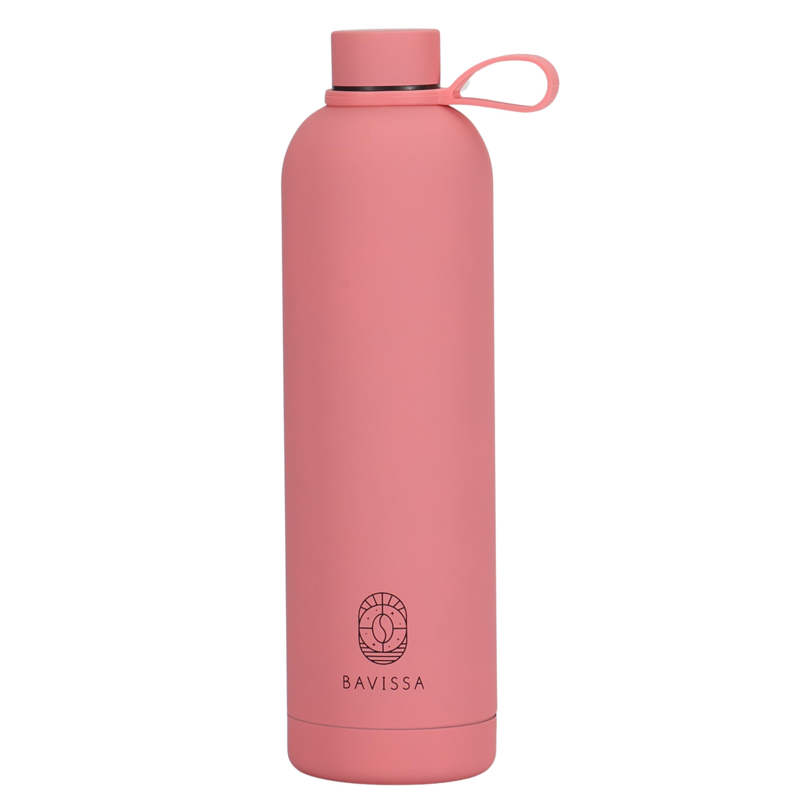 BAVISSA Insulated Water Bottle 1000ml with Lid Clip, Double Wall Vacuum Drinks Bottle Keeps Drinks Cold 12 Hrs/Hot 6 Hrs, Stainless Steel Water Bottle BPA Free (Hot Pink)
