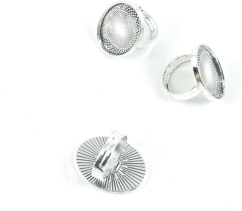 Silver Tone Jewelry Making Charms Pendant Findings Craft Supplies Bulk Lots Arts F7RF5 Ring Oval Cabochon Frame Blank 25x18mm