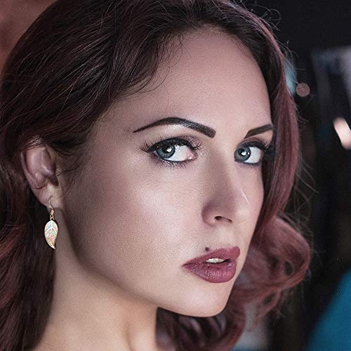 Cinily Rose Gold Opal Dangle Earring-Leaf Drop Earrings White Opal Gemstone Dangle Earrings For Women Girls #TOP1