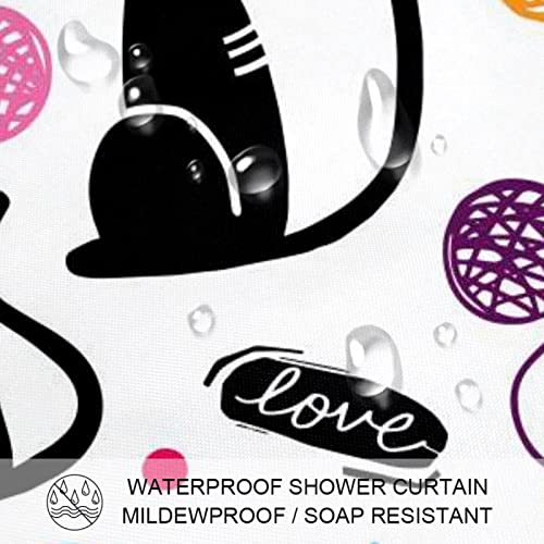 Rideau de douche chat imperméable et lavable pour baignoire enfant