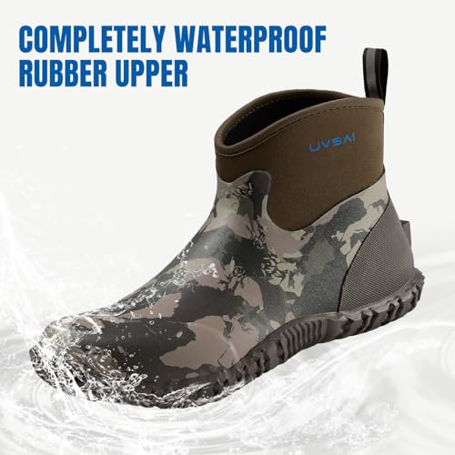 Image of Men's Waterproof 5.3-inch Ankle High Garden Shoes Rain Boots Slip-On Footwear for Gardening Farming Lawn Care Yard Work