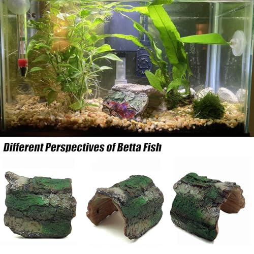 Image of 2 Pack Small Betta Log Resin Hollow Tree Trunk Ornament, Aquarium Hideout Reptile Cave Tarantula Hide Terrarium Tank Decor for Fish Shrimp or Small Reptile Scorpion Spider Hermit Crab