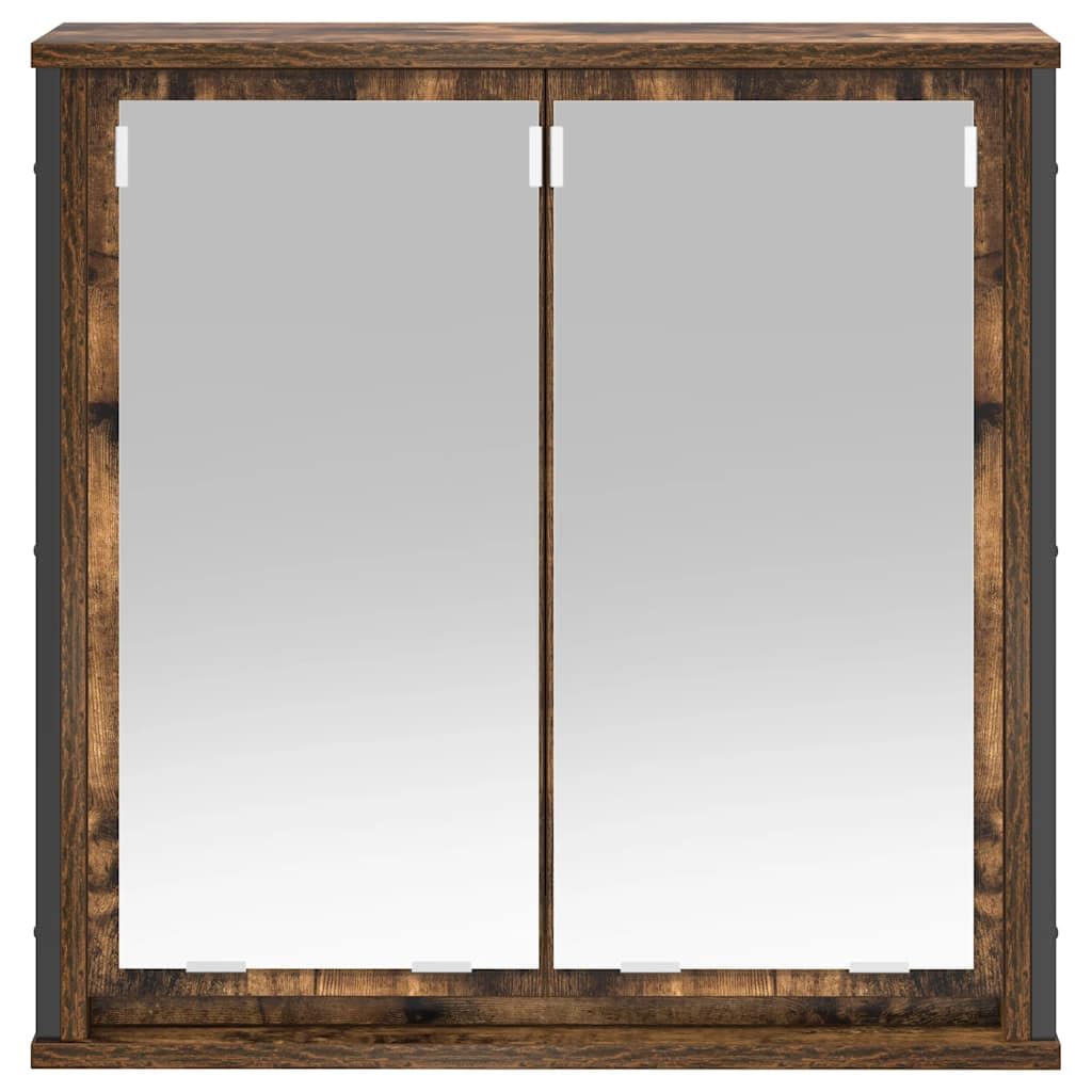 Szafka ścienna łazienkowa z lustrem, dąb wędzony, 60 x 21 x 60 cm, materiał drewnopochodny, wszechstronne przechowywanie, oszczędność miejsca, na kosmetyki