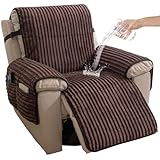 HAOMAIJIA Faux Fur Recliner Chair Covers Non-Slip Waterproof Recliner Covers That Stay in Place Warm Thick Lazy Boy Recliner Cover for Dogs Furniture Protector Pet Friendly (Brown, 23'')