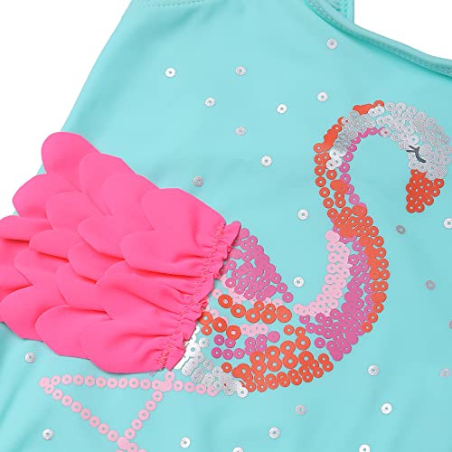 LIZENS Girls Swimsuit One Piece Beach Bathing Suit for Girls Toddler Swimwear Flamingo4