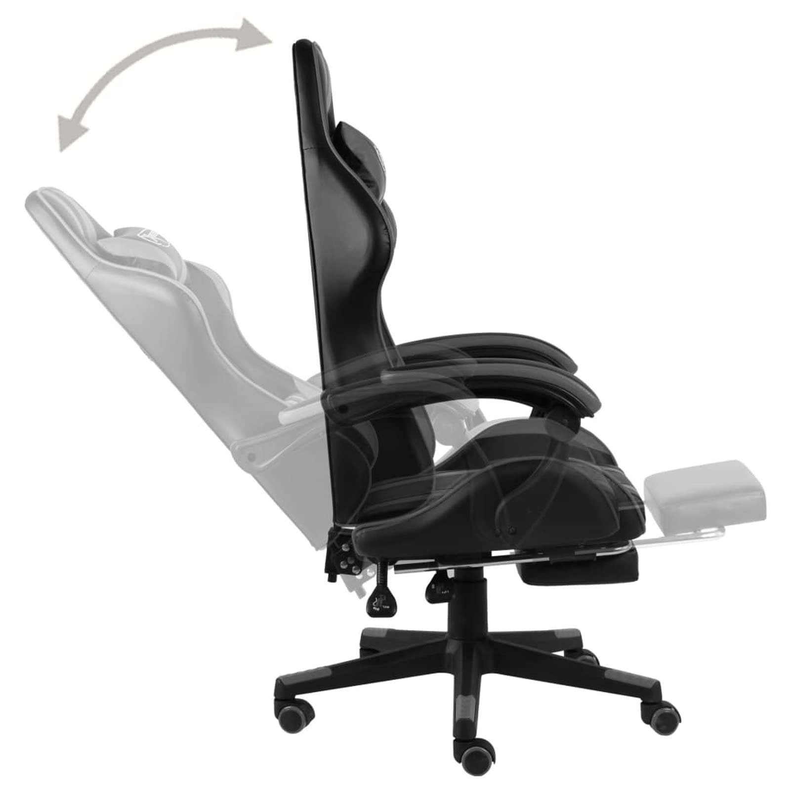 Tidyard Sedia da Gaming,Sedia da Gioco,Sedia Gaming Ergonomica,Sedia Gamer,Sedia Gaming da Ufficio,Poltrona Ufficio con Schienale,con Poggiapiedi & Poggiatesta,Sedia in Similpelle Nero e Grigio