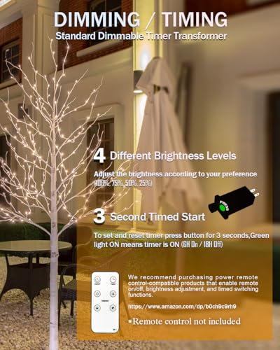 Lighted Birch Tree Set 6ft*2 with 320(160 * 2) Warm White LED Lights for Holiday Decor - Realistic Design, UL Certified, Dimmable, IP44 Waterproof - Ideal for Indoor and Outdoor Decoration - Image 4