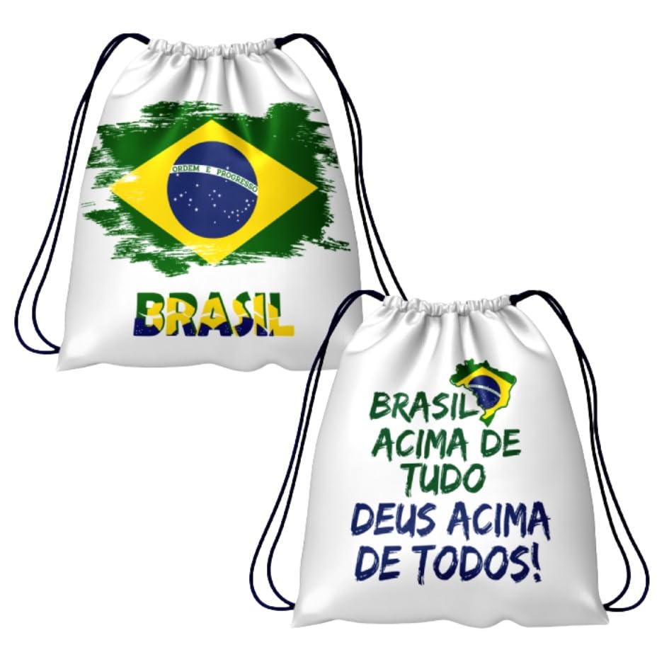 Mochila Patriota Bandeira Do Brasil Frente E Verso 30x40cm