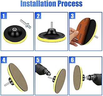 Water Grit Sandpaper 2000/3000/5000/7000/10000 and 5-inch Backing Pad Set, Wet Dry Electric Hook &Loop Sanding Disc with Pad, Grinding Abrasive Paper and Orbital Sander Polisher