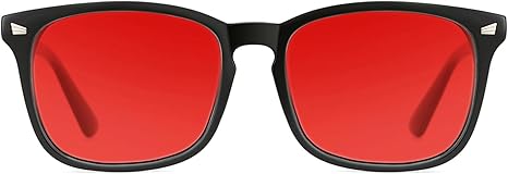 TIJN Sleep Glasses with Blue Green Light Blocking, Red Light Lens for Computer Gaming, Screen Fatigue & UV Protection