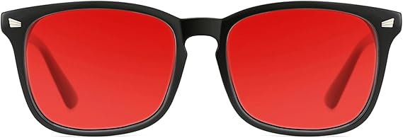 TIJN Sleep Glasses with Blue Green Light Blocking, Red Light Lens for Computer Gaming, Screen Fatigue & UV Protection