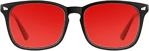 TIJN Sleep Glasses with Blue Green Light Blocking, Red Light Lens for Computer Gaming, Screen Fatigue & UV Protection