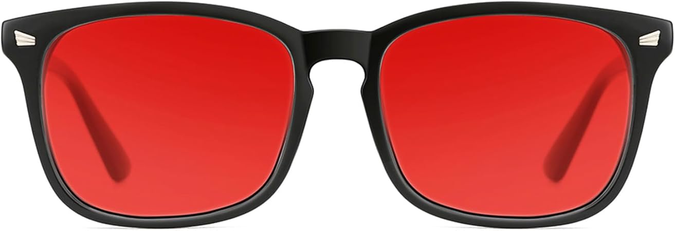 TIJN Sleep Glasses with Blue Green Light Blocking, Red Light Lens for Computer Gaming, Screen Fatigue & UV Protection