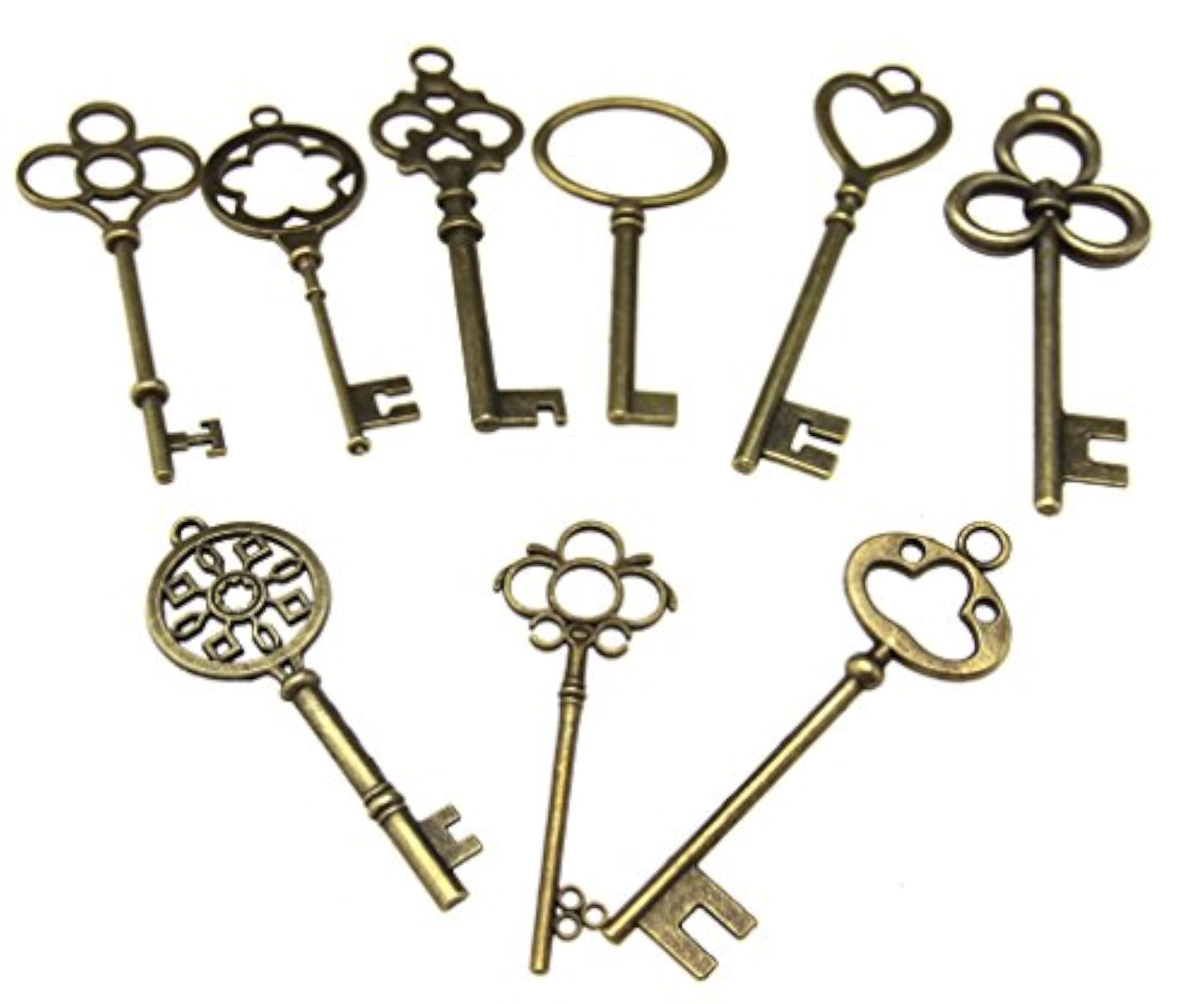 70pcs Antique Vintage Bronze Key Pendants for Crafting