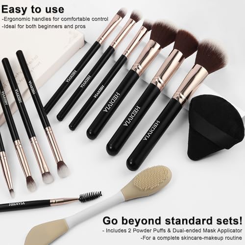 Save 50% on HEDIVIA Black Makeup Brushes Set - 14 Pcs Professional - Image 6