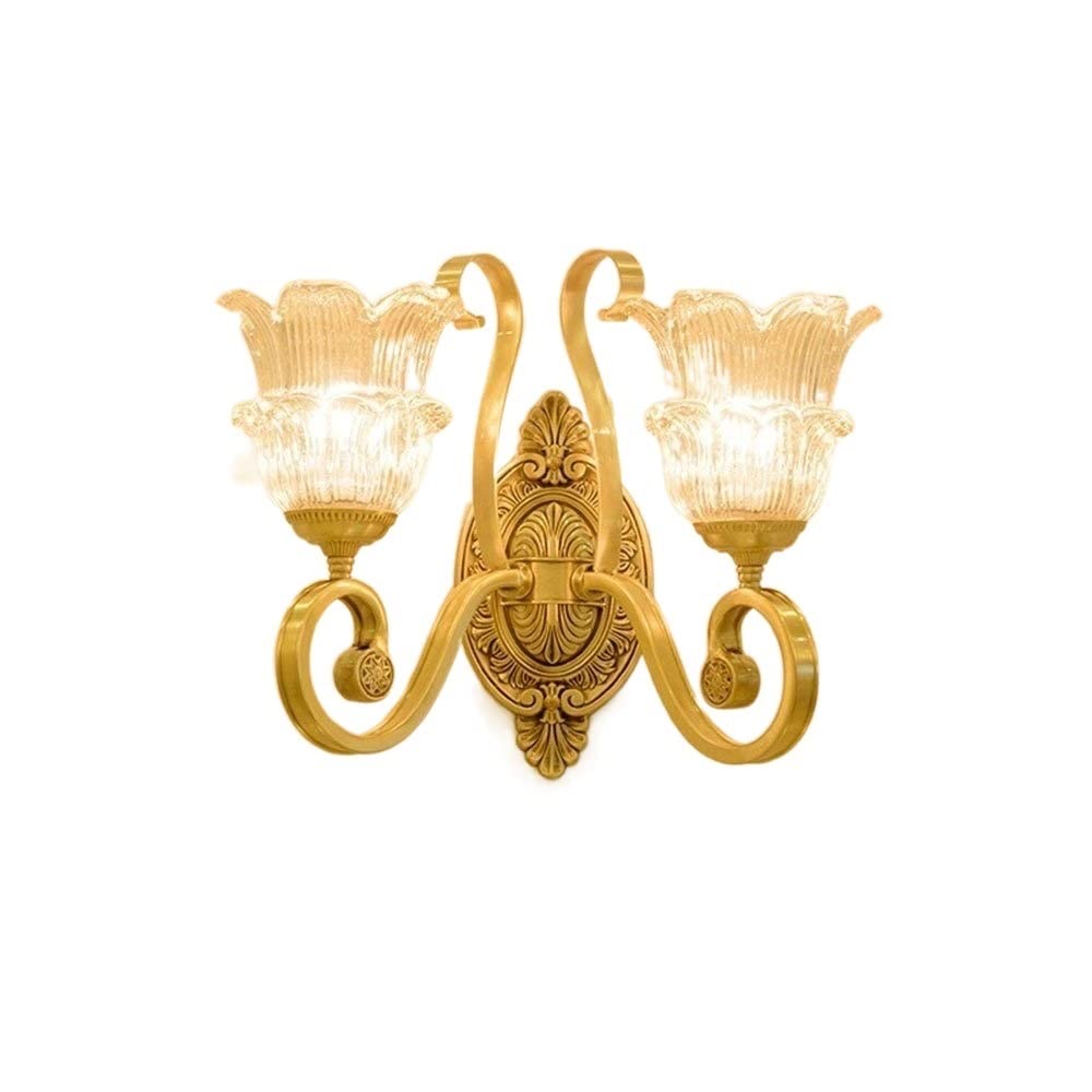 HPTHLY Wall Mounted Light Light Luxury Living Room Wall Lamp Brass Glass Lantern Room Art Decor Fixtures Lighting Wall Sconce E27 Edison Creative Hotel Lumin(2Lights)
