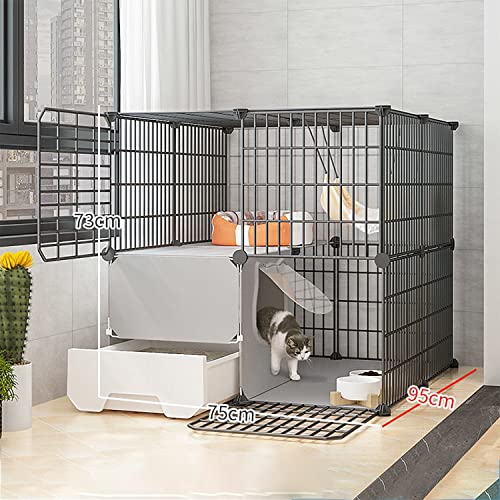 猫ケージ,猫 折りたたみ ケージ,キャットケージ,大型 キャット3段 4段 5段 6段スペース付きセット脱走防止 ペットキャット脱走防止 多頭飼い 頑丈 檻 ねこ ネコ 猫ハウス 室内 フェンスお手入れ簡単折り畳み式 移動便利 シンプルハンモック付 収納型