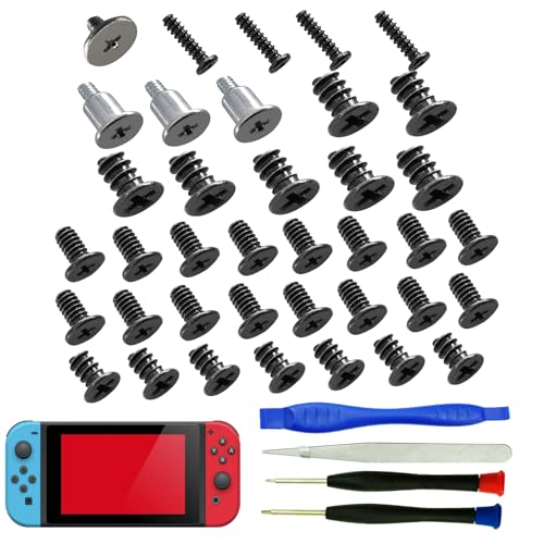 CTHTBZ 40PCS with Tweezer Screwdriver Opening Tools Repair Replacement Kit Full Screws Set for Nintendo Switch Console
