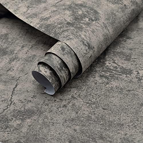 16"×354" Extra Thick Light Grey Concrete Wallpaper Peel and Stick 3D Faux Concrete Cement Contact Paper DIY Industrial Matte Textured Vinyl Wrap Removable Wall Sticker Bedroom Basement Garage