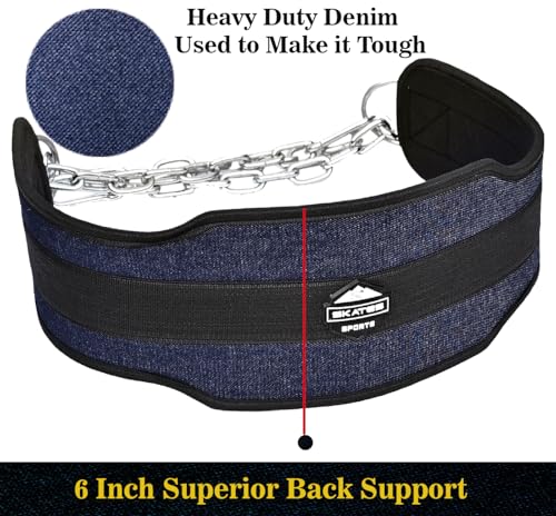 Dip Belt with 36 inch Heavy Duty Adjustable Steel Chain Weight Lifting Gym Training 6 inch Padded Back Support Dipping Belt for Chin Up Pull Up Squats Powerlifting Bodybuilding Workout - Image 5