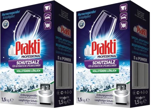 dr.Prakti Sel Regénérant pour Lave-Vaisselle, adoucit l'eau et prévient efficacement le calcaire dans le lave-vaisselle et sur la vaisselle, 1,5 kg (Lot de...