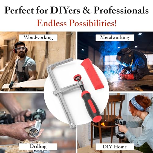 Image of 1 Pack Heavy Duty F Clamps for Woodworking 630 Lbs Clamping Force, Table Saw Fence, Joiner Tool, Bench, Drill Press - Rubber Tips Scratch-Resistant, Ideal for DIY Projects & Saw Rail