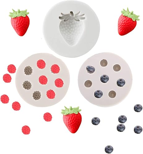 Moldes de silicona para decoración de cupcakes de arándanos y fresas y frambuesas, moldes de silicona para decoración de tartas de fondant,