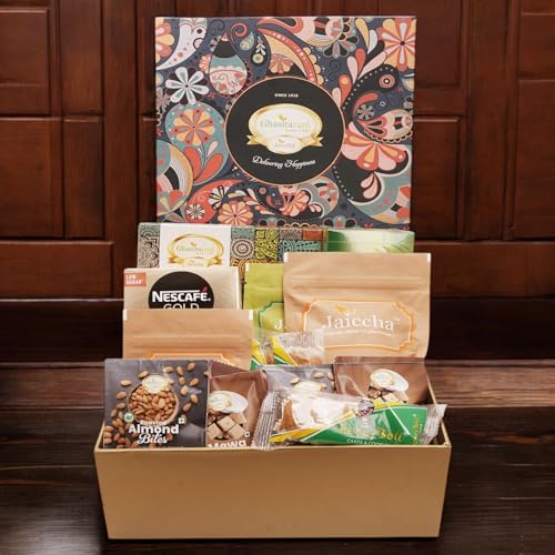 Image of Ghasitaram Gifts Jaiccha Ghasitaram Big Hamper Box of Assorted Goodies with Milk Cake|Gift Hamper| Diwali Gift Hamper|Food Hampers|Gourmet Hampers|