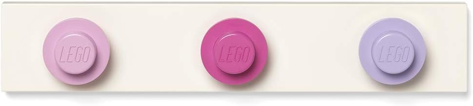 Room Copenhagen Lego Wall Hanger Rack - Coat Rack with 3 Hooks for Hanging Coats, Backpacks, Hats | Perfect Kids Lego Decor | Assorted Colors - Light Pink, Dark Pink, Light Purple