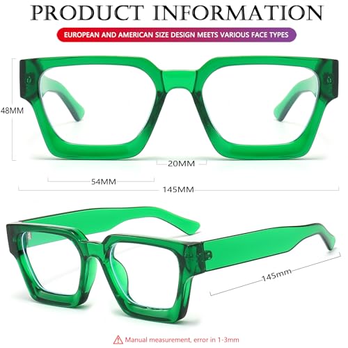 Image of AIEYEZO Square Thick Frame Glasses for Women Men Fashion Blue Light Glasses Trendy Chic Computer Eyeglasses