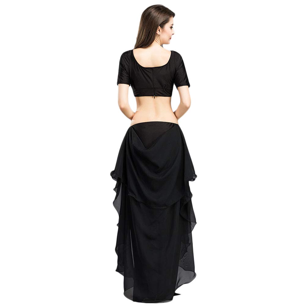 ROYAL SMEELA Costume de Danse du Ventre Sexy pour Femme - Ensemble Haut et Jupe en Mousseline de Soie - Tenue de Pratique