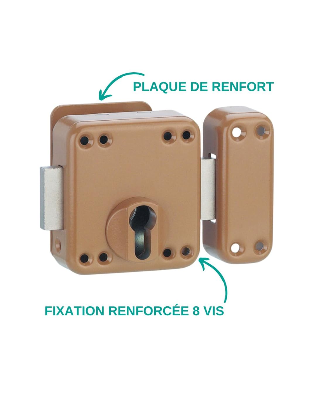 THIRARD Verrou Boîtier Acier Verni | verrou boîtier, acier, finition verni, 3 clés, porte d'entrée, fabrication française, bronze