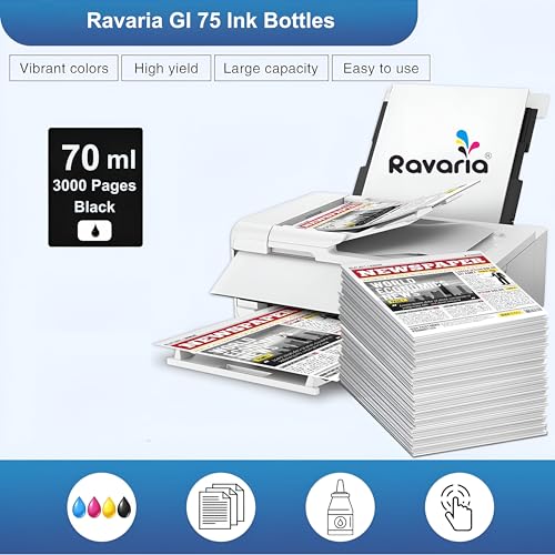 Image of GI 75 Compatible Premium Ink for Canon Maxify GX1070 GX2070 Printer (GI 75 Black Ink 2 Pcs)