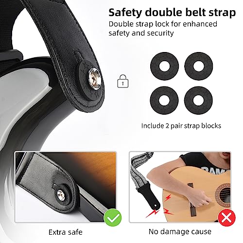 LEKATO Sangle de guitare, remplissage en éponge 3D 3.5 »large avec embouts en cuir véritable Sangle de basse antidérapante conçue pour les guitares électriques basses lourdes - Les Beatles, Paul McCartney, John Lennon, RIngo Starr, George Harrison LEKATO Sangle de guitare, remplissage en éponge 3D 3.5 ''large avec embouts en cuir véritable Sangle de basse antidérapante conçue pour les guitares électriques basses lourdes – Image 6