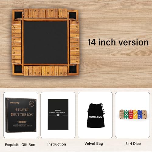 Shut The Box juego de mesa de madera 14 pulgadas miniatura 4