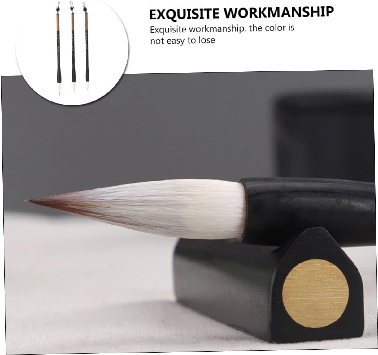 Uonlytech 3Pcs Calligraphy Brush Set for Beginners Dual-Color Design Wooden Handles for Chinese Calligraphy Practice and Writing