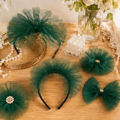 Image of Forest Green Tulle Fabric Ribbon 6 Inch by 25 Yards Rolls Fabric Spool Tulle for Gift Wrapping Wedding Decorations Craft Supplies DIY Tutu Skirt Baby Shower Birthday Party