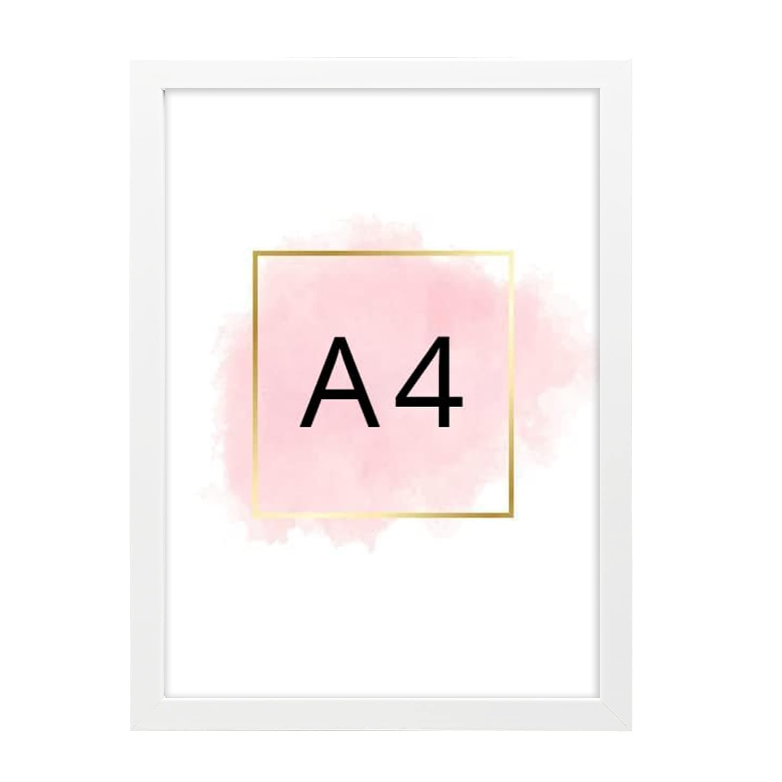 Cornice portafoto A4 con parte anteriore in plexiglas trasparente, stampa artistica e espositore per certificati, autoportante e montaggio a parete (bianco