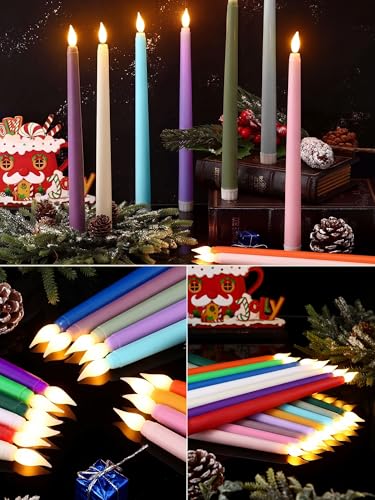 Image of Retisee 30 Pcs 11 Inch Flameless Taper Candles LED Candles Bulk Battery Operated Taper Candle Flickering LED Candlesticks for Valentines Birthday Wedding Party Decor (Classic Style,Colorful)