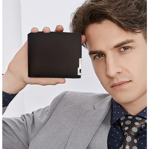 Men’s Wallet, Bifold Pocket Wallet with ID Window, Slim Leather Wallets For Men UK, Flip Wallet (Brown)4