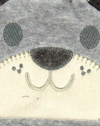 Touca de Bebe Plush com Botão Bordado de Ursinho - Mescla